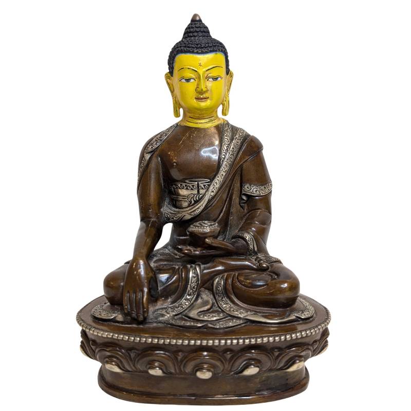 Bhaisajyaguru Buddha Bronze Tibet Medizin Buddha mit Schale