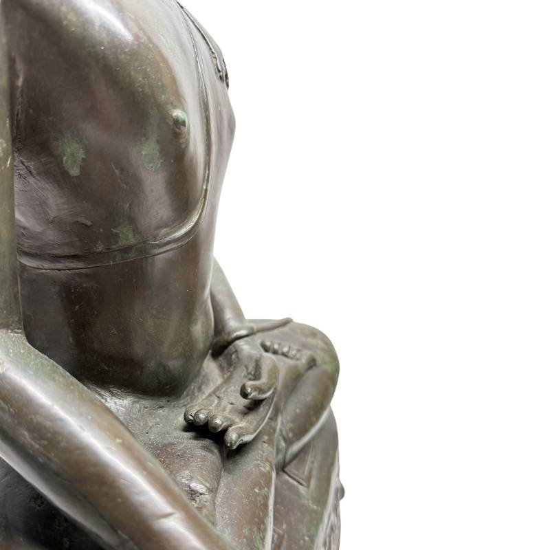 Buddha in Erdberührungsgeste, massiver thailändischer Bronzeguss, 13,3 kg.
