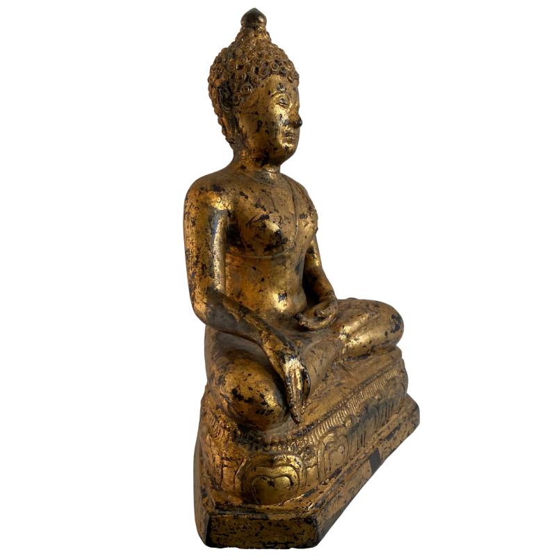 Birmanische Buddha Tempelskulptur mit Gesso Technik und Vergoldung