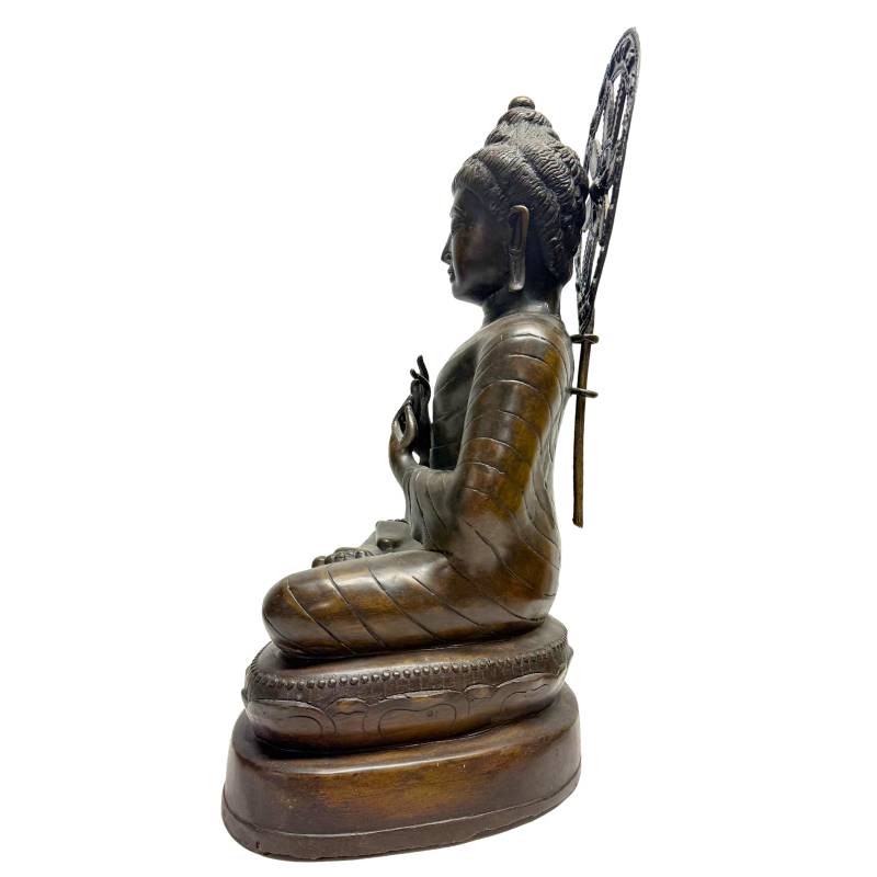 birmischer buddha dharmachakra mudra bronze skulptur klassisches devotionsbild ruhige form