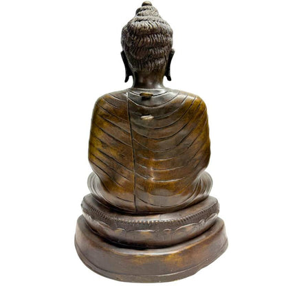birmischer buddha dharmachakra mudra bronze sitzende figur mandalay stil ruhige präsenz
