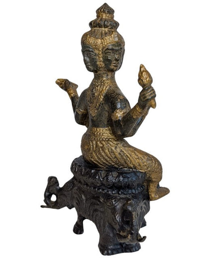 Brahma Statue Indien Bronze mit Resten von Feuervergoldung