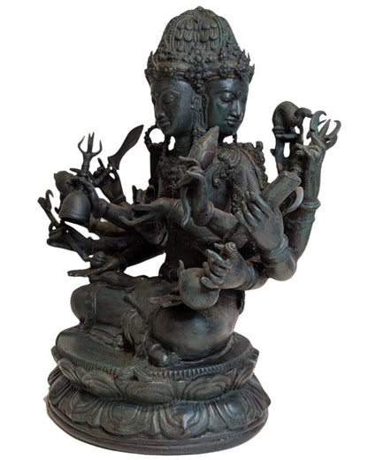 Brahma Statue Indonesien Bronze Vergoldungsreste