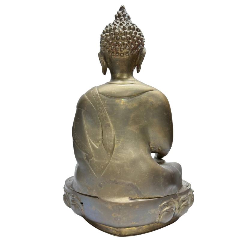 Großer Himalaya-Buddha aus feuervergoldeter Bronze, 18./19. Jahrhundert, Lot 453, Bhumisparsha Mudra (Erdanrufung), 38 cm hoch, 4,6 kg massiv, Newar-Stil aus Nepal, 1stbuddha Expertise.
