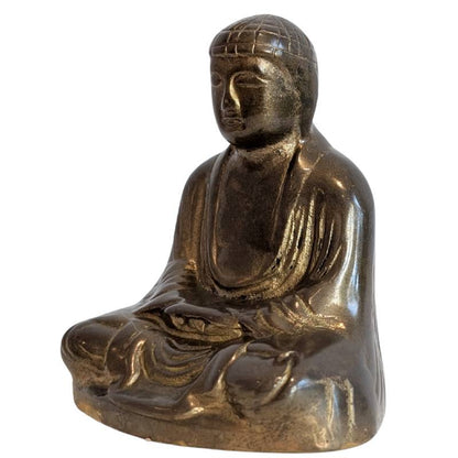 Bronze Buddha Japan kompakt antik in Dhyana Mudra mit natürlicher Oberfläche
