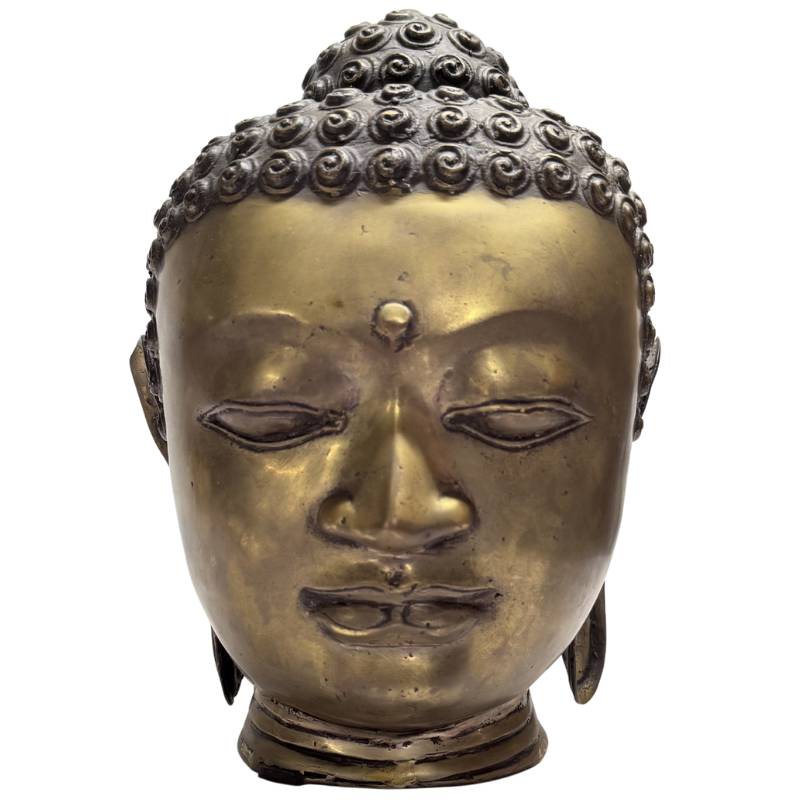 Bronzener Buddha-Kopf – Alte Vergoldung – Südostasien Skulptur | 1stBuddha
