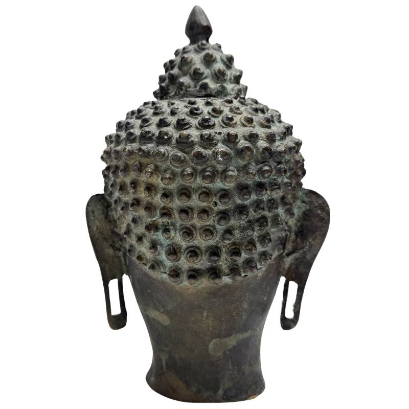 bronze buddha kopf himalaya alte patina klassische stilform meditativ