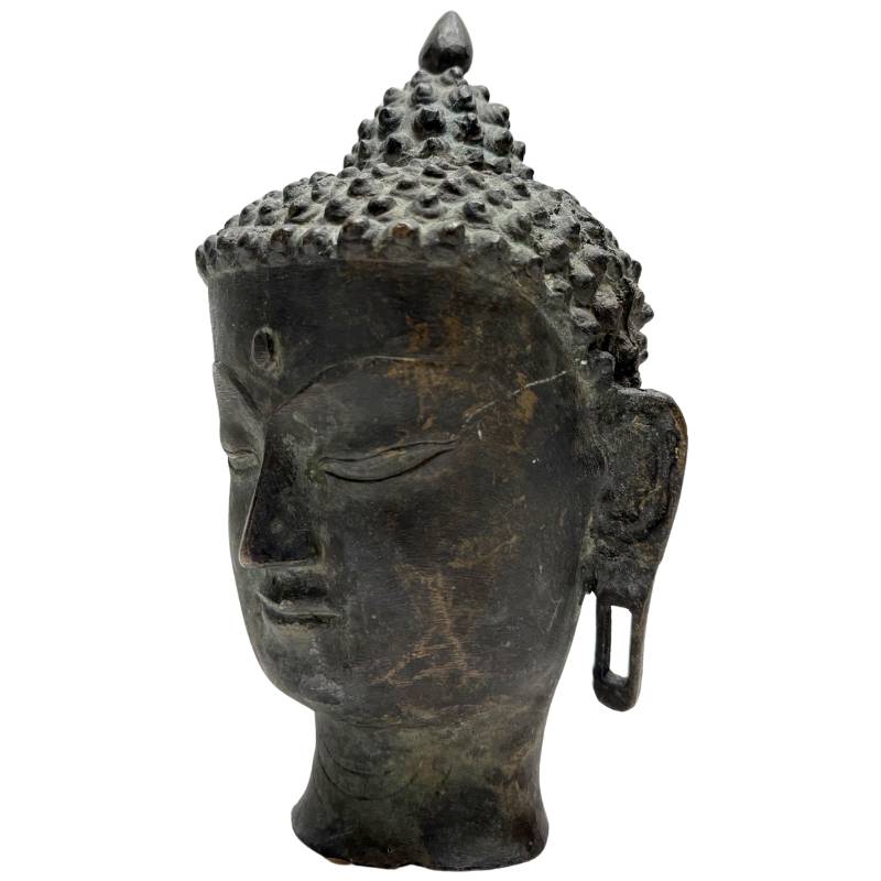 bronze buddha kopf himalaya natuerliche alterung patina alte oberflaeche