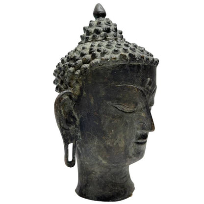 bronze buddha kopf himalaya ushnisha feine gesichtszuege klassische form