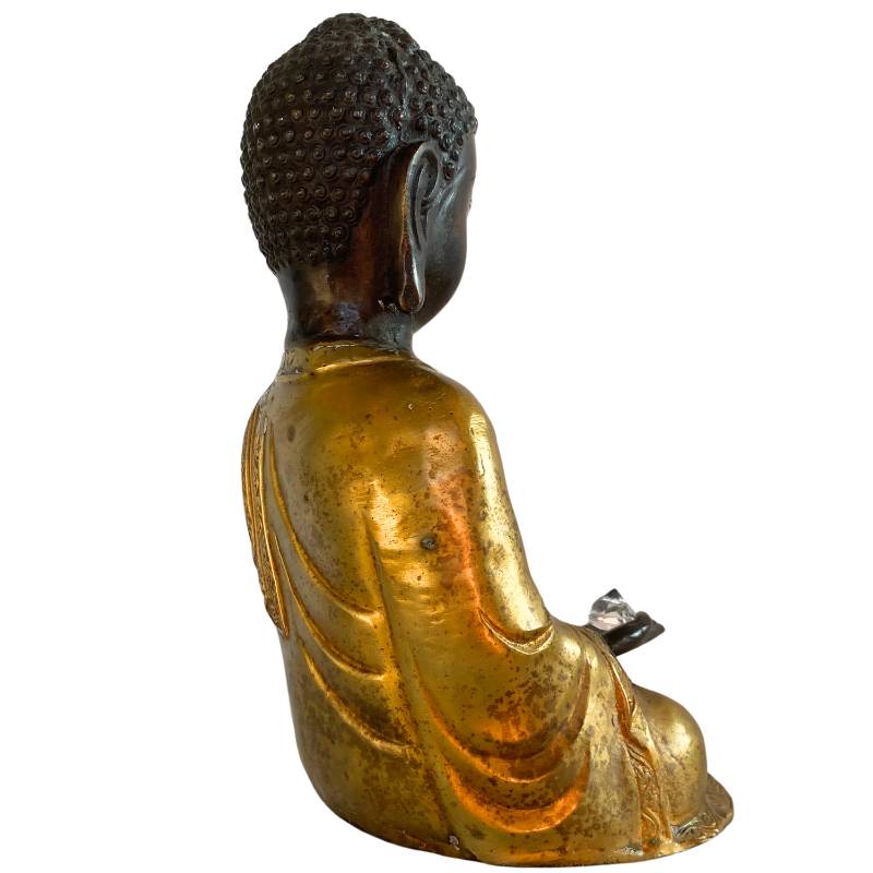 Bronze Buddha Nepal mit Kristall und Stupa Statue