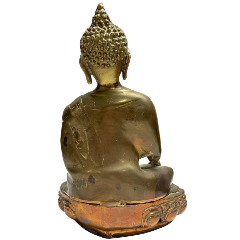 Bronze Buddha Statue sino tibetisch Bhumisparsha Mudra authentisches altes Objekt