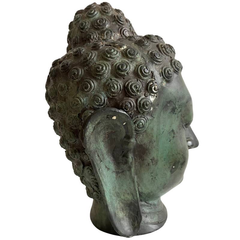 Meditativer Buddha Kopf aus Bronze aus Thailand