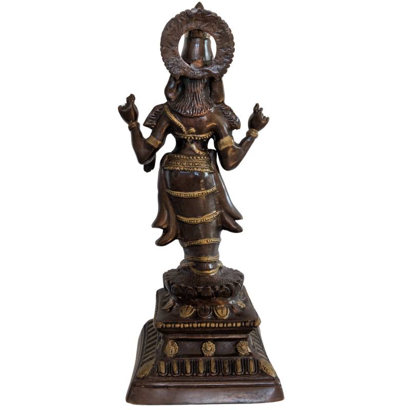 Bronzene Lakshmi Statue – Hindu Göttin Indien Lotus-Figur | 1stBuddha