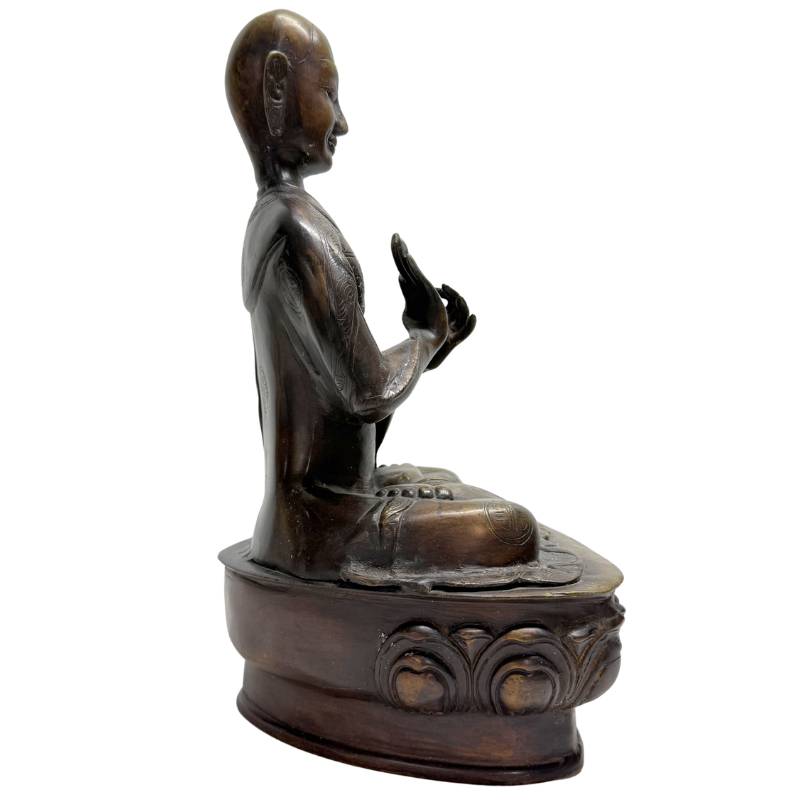 Lama-Statue aus Bronze in der Himalaya-Tradition, antikes Abbild eines spirituellen Meisters, 38 cm hoch, 8,1 kg schwer