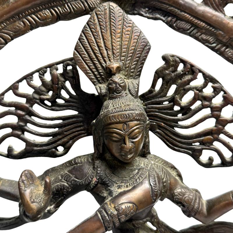 Bronze Nataraja Figur Indien Shiva Darstellung mit Patina