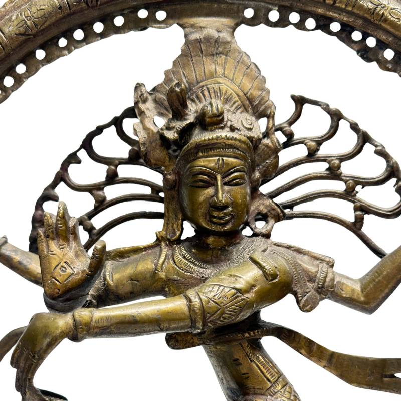 Große Bronze-Statue Shiva Nataraja, tanzender Shiva im Flammenkreis, indischer Tempelstil, Lot 447 bei 1stbuddha, 44,5 cm hoch, 6,4 kg massive Bronze, handgefertigte hinduistische Sakralkunst, hochwertige Patina.