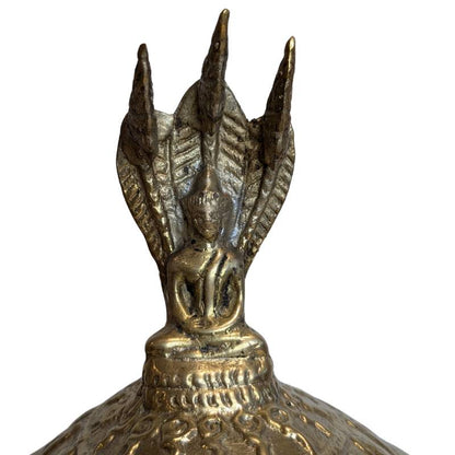 Alte Bronze Tempelschale mit Naga Deckel Südostasien