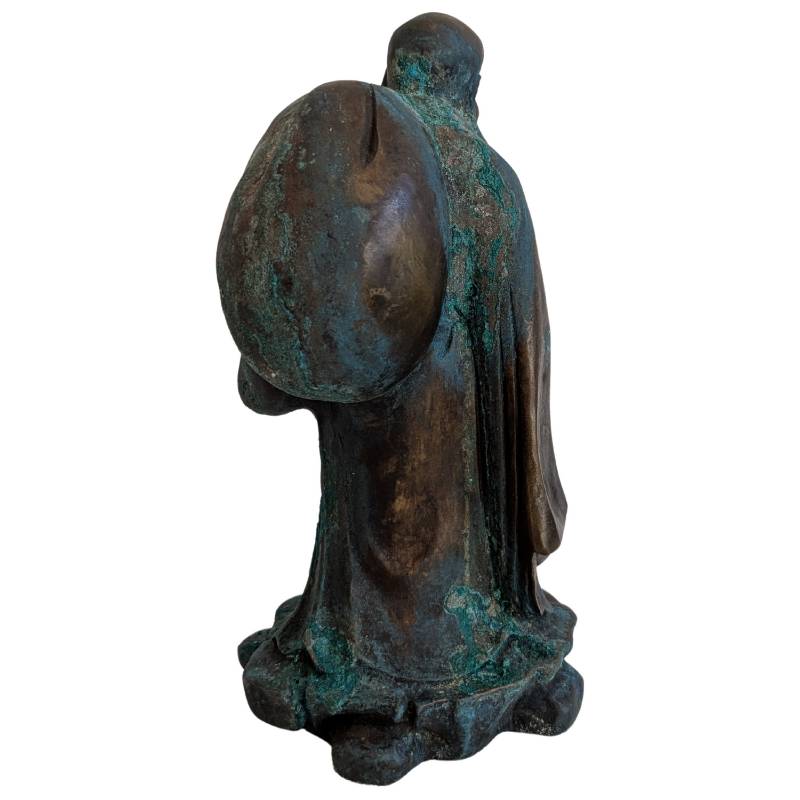 Budai Bronze China lachender Buddha mit Patina und authentischer Alterung