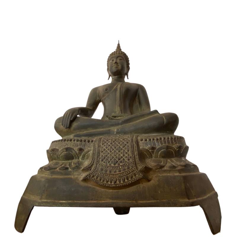 Buddha Statue aus Bronze aus Thailand mit alter Patina