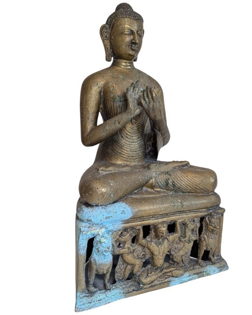 Buddha Bronze Asien mit offener Sockelbasis figurativ