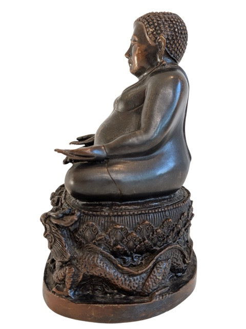 Buddha Bronze China antik mit Drachenbasis
