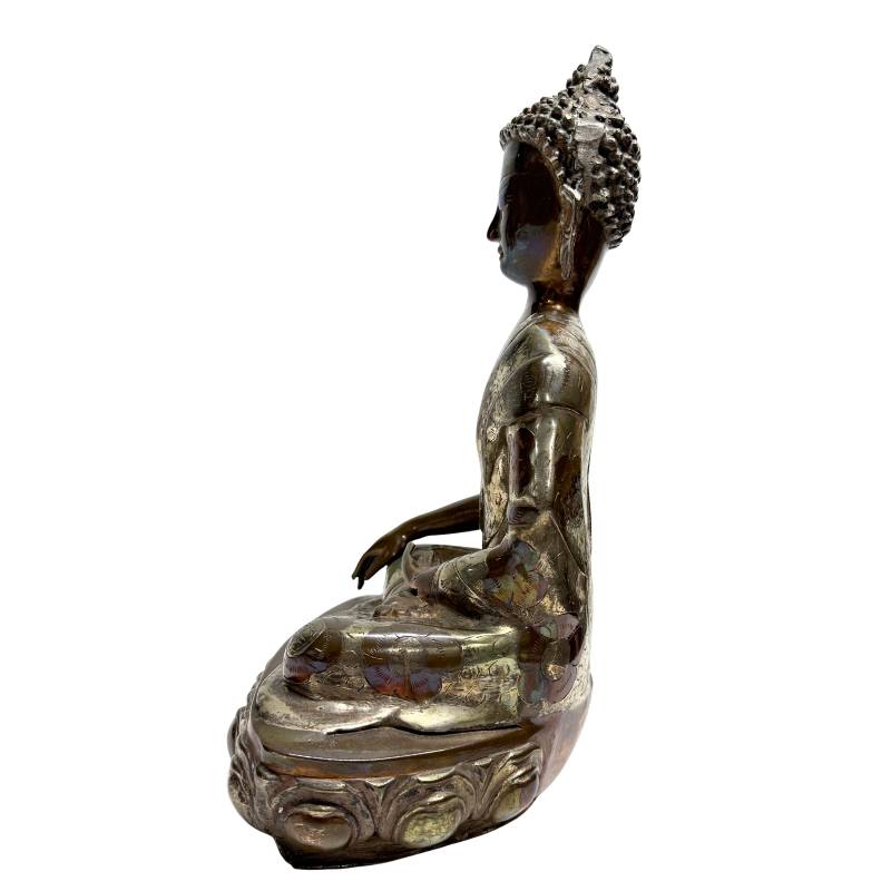buddha bronze bhumisparsha mudra haarstruktur ushnisha detail