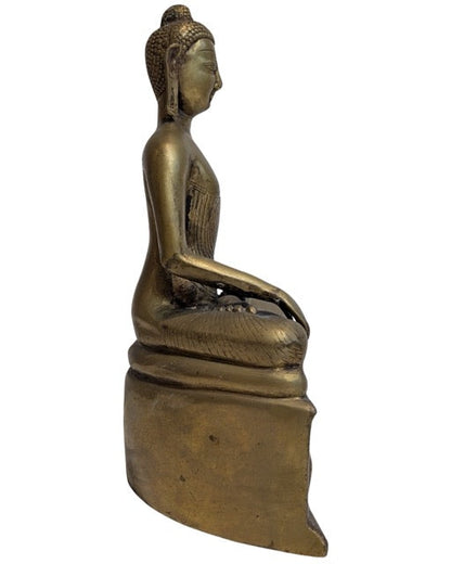 Buddha Bronze Indien Nepal mit natürlicher Patina