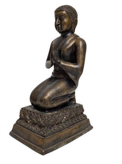 Buddha Bronze Myanmar mit Patina kniende Darstellung