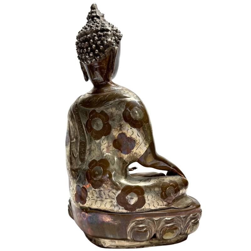 buddha bronze bhumisparsha mudra patina oberflaeche alterung