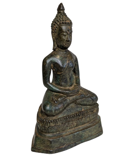 Buddha Bronze Thailand sitzend auf Lotussockel