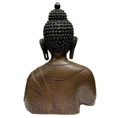 Buddha-Büste aus Patan (Nepal), gefertigt in der Newar-Tradition aus massiver Bronze, 37 cm Höhe, 6,4 kg schwer, Lot 415