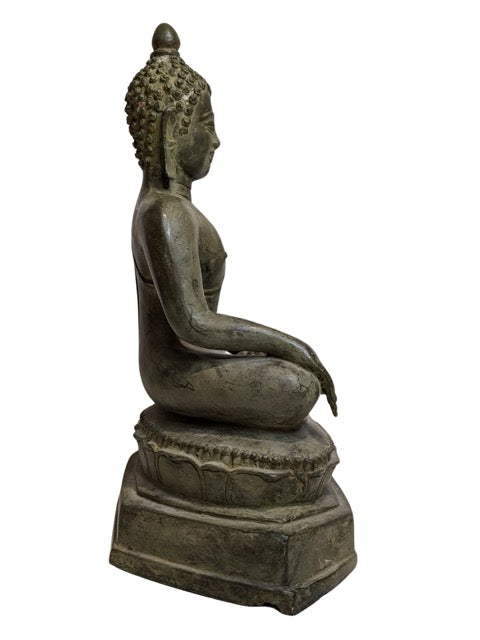 Buddha Figur Bronze Myanmar auf Lotussockel