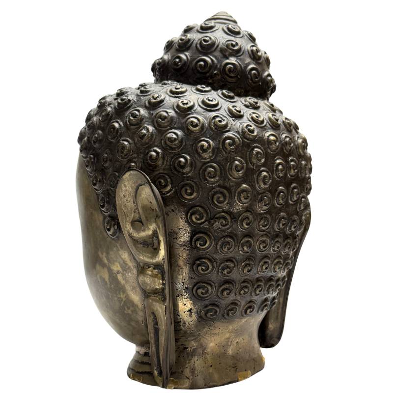 Buddha-Kopf Bronze – Alt Patina Asien Skulptur | 1stBuddha