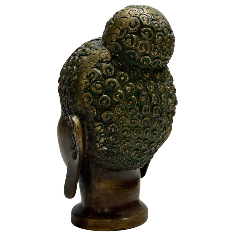 Buddha Kopf Bronze lange Ohrläppchen Detail