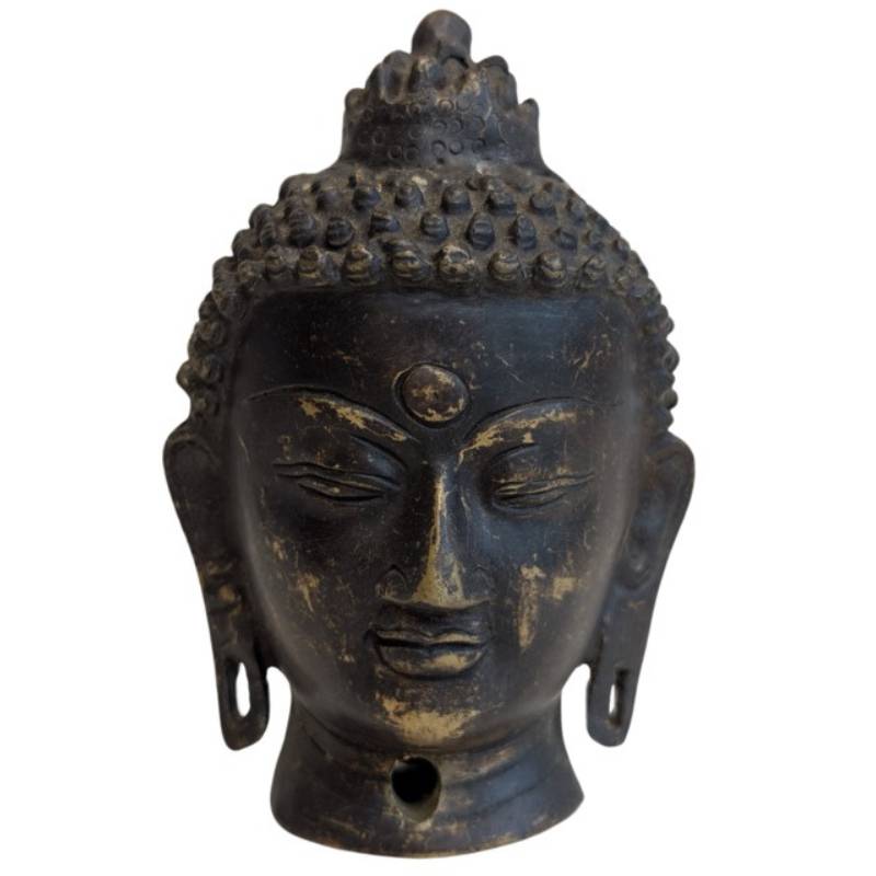 Buddha Kopf Bronze Himalaya Feuervergoldung