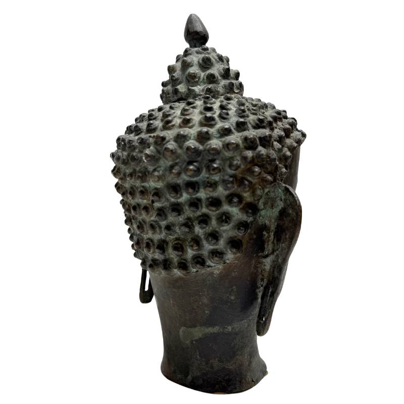 buddha kopf bronze himalaya kompakte form spirituelle ausstrahlung
