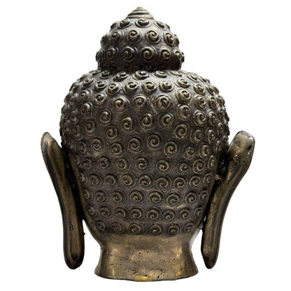 Buddha-Kopf Bronze – Lange Ohrläppchen Asien Buddhafigur | 1stBuddha