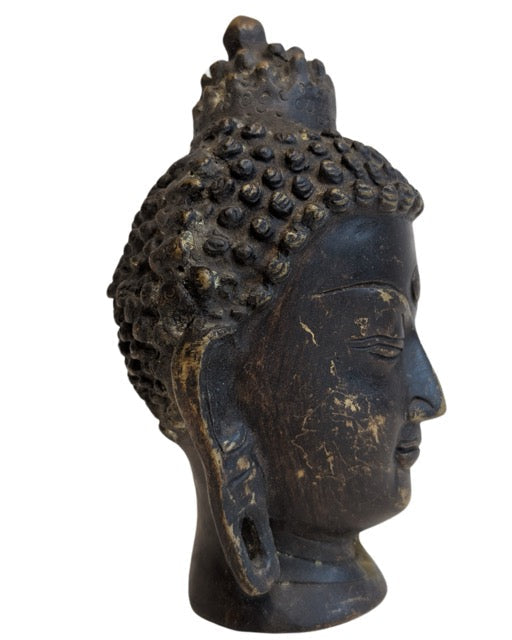 Buddha Kopf Bronze Patina Himalaya