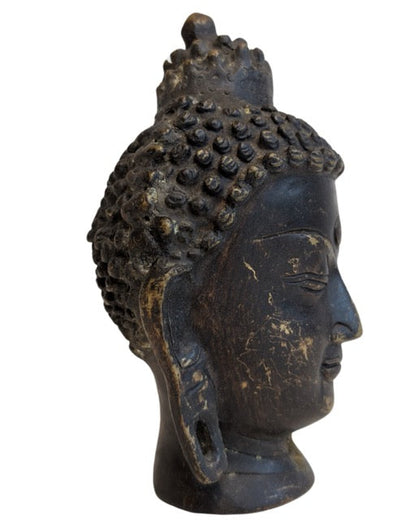Buddha Kopf Bronze Patina Himalaya