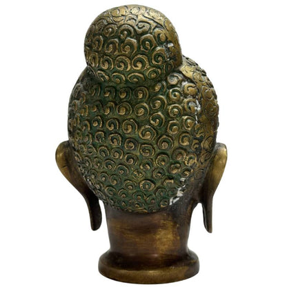 Buddha Kopf Bronze Patina Oberfläche alt