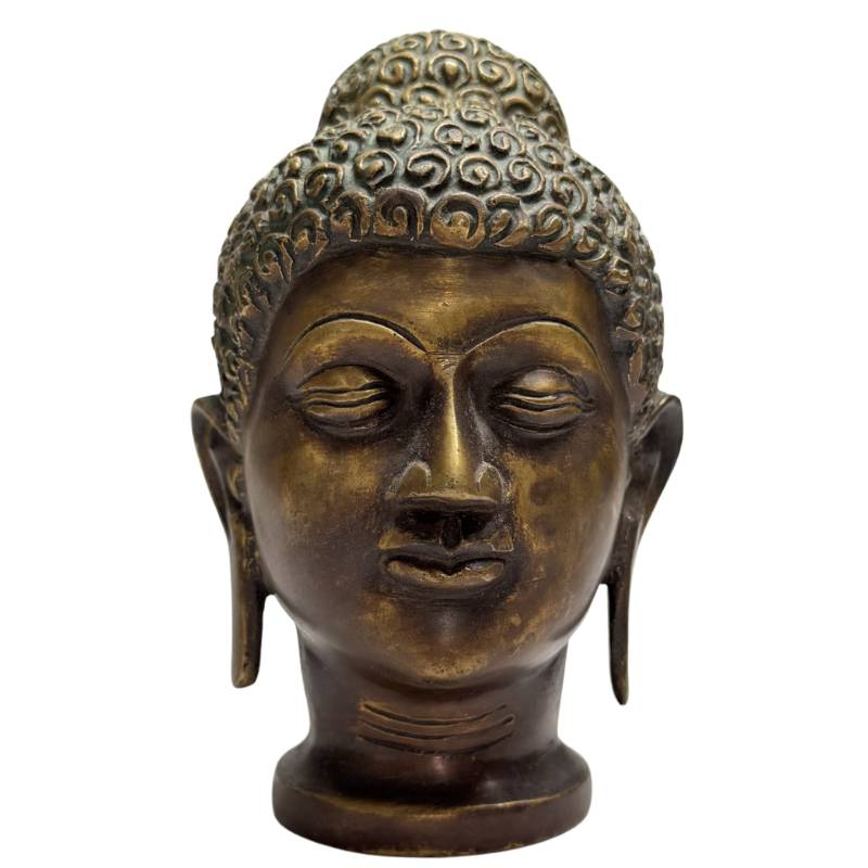 Buddha Kopf Bronze ruhige Ausstrahlung Skulptur