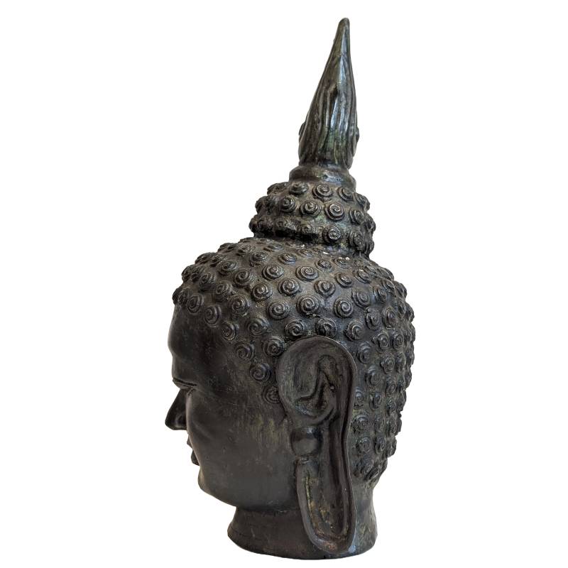Buddha Kopf Bronze Thailand lange Ohrläppchen Figur