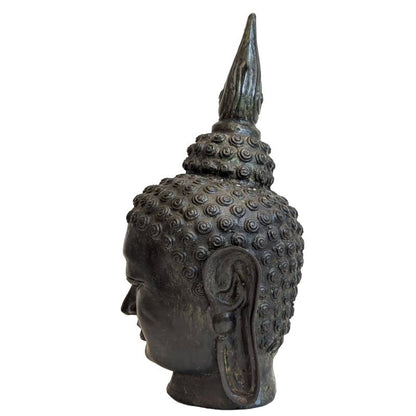 Buddha Kopf Bronze Thailand lange Ohrläppchen Figur