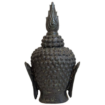 Buddha Kopf Bronze Thailand Patina Oberfläche Detail