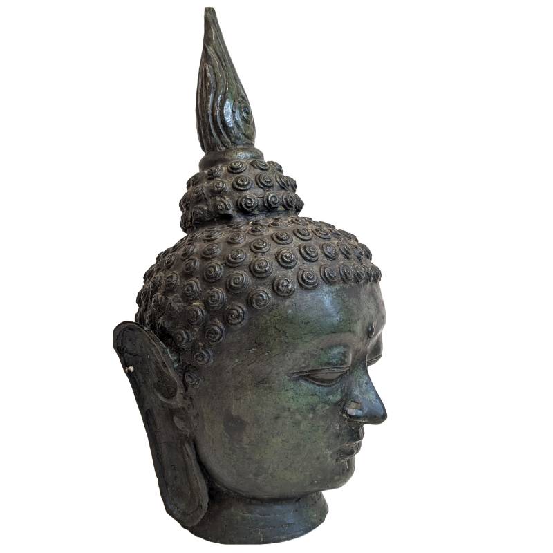Buddha Kopf Bronze Thailand Ushnisha flammenförmig