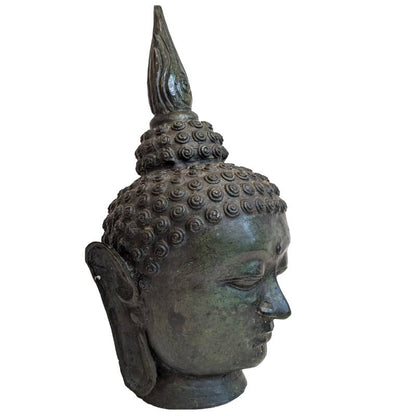 Buddha Kopf Bronze Thailand Ushnisha flammenförmig