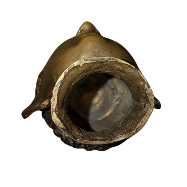 Buddha Kopf Nepal Bronze mit Resten von Vergoldung