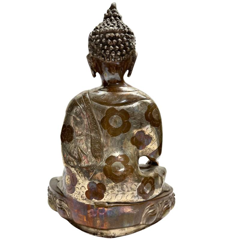 buddha bronze bhumisparsha mudra handarbeit himalaya stil