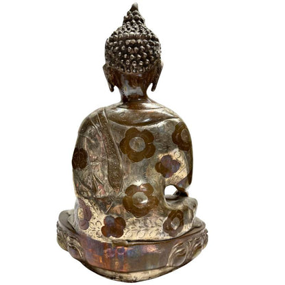 buddha bronze bhumisparsha mudra handarbeit himalaya stil