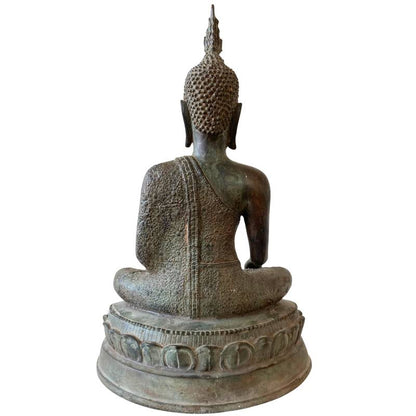 Antike thailändische Buddha-Statue im Ayutthaya-Stil aus massiver Bronze